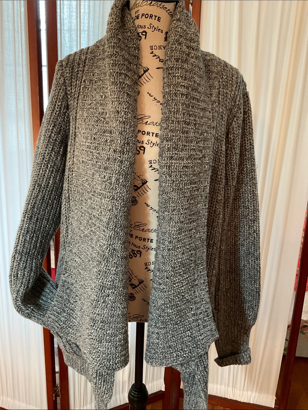 J. Crew Gray Open-Front Ribbed 100% Cotton Knit Cardigan